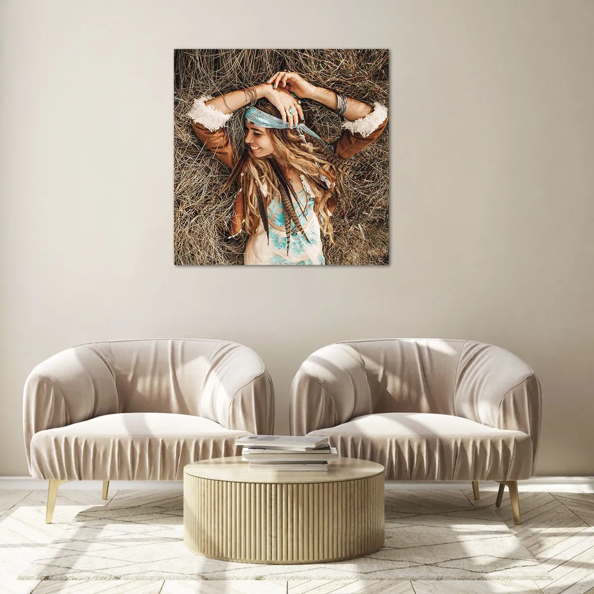 Glass picture - On the Way to the Summer of Love - 30x30 cm