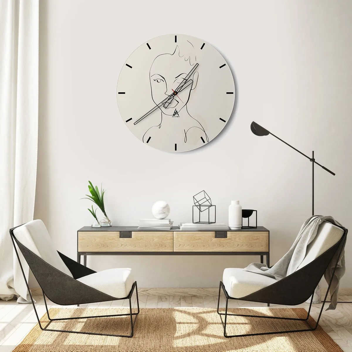 Wall clock - Clock on glass - Outline of Sensuality - 40x40 cm