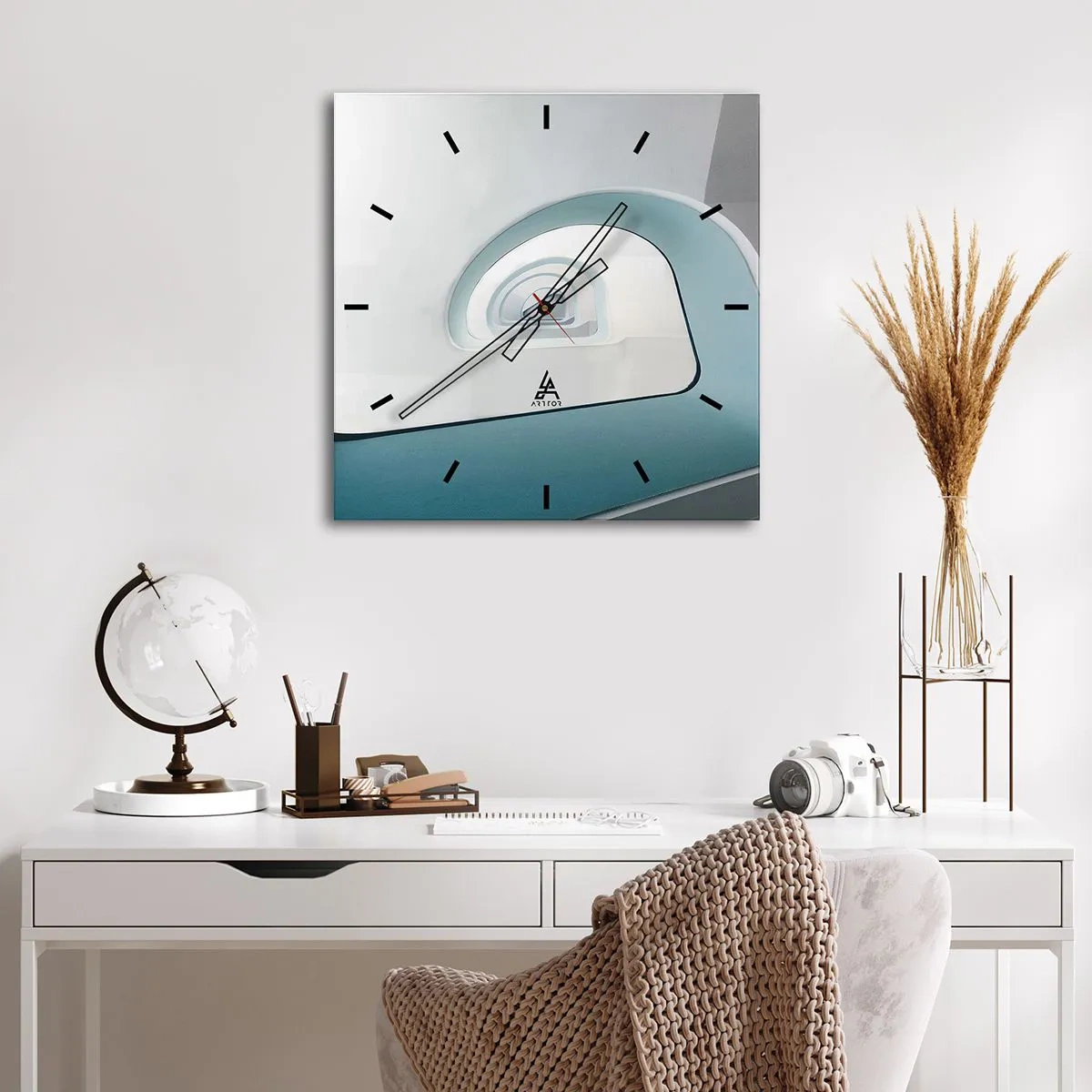 Wall clock - Clock on glass - To the Bottom of Blue - 30x30 cm