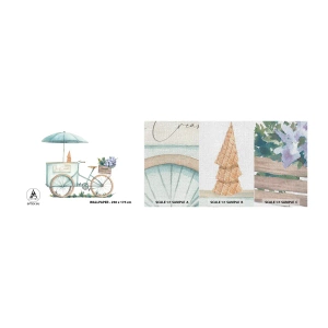 Photo Wallpaper Sample Premium Canvas - Sweet Memory of the Summer - Pastel, Ice-cream, Bicycle - 100x30 cm