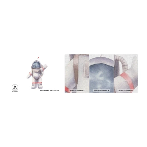 Photo Wallpaper Sample Premium Canvas - So Long! - Astronaut, Children's, Minimalism - 100x30 cm