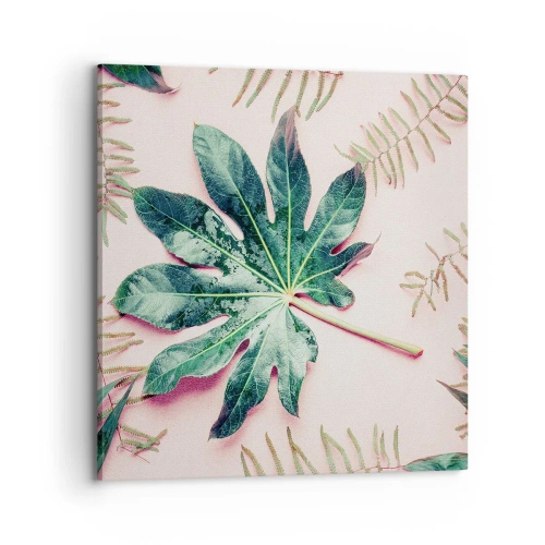 Canvas picture - Study in Green on Pink Background - 70x70 cm