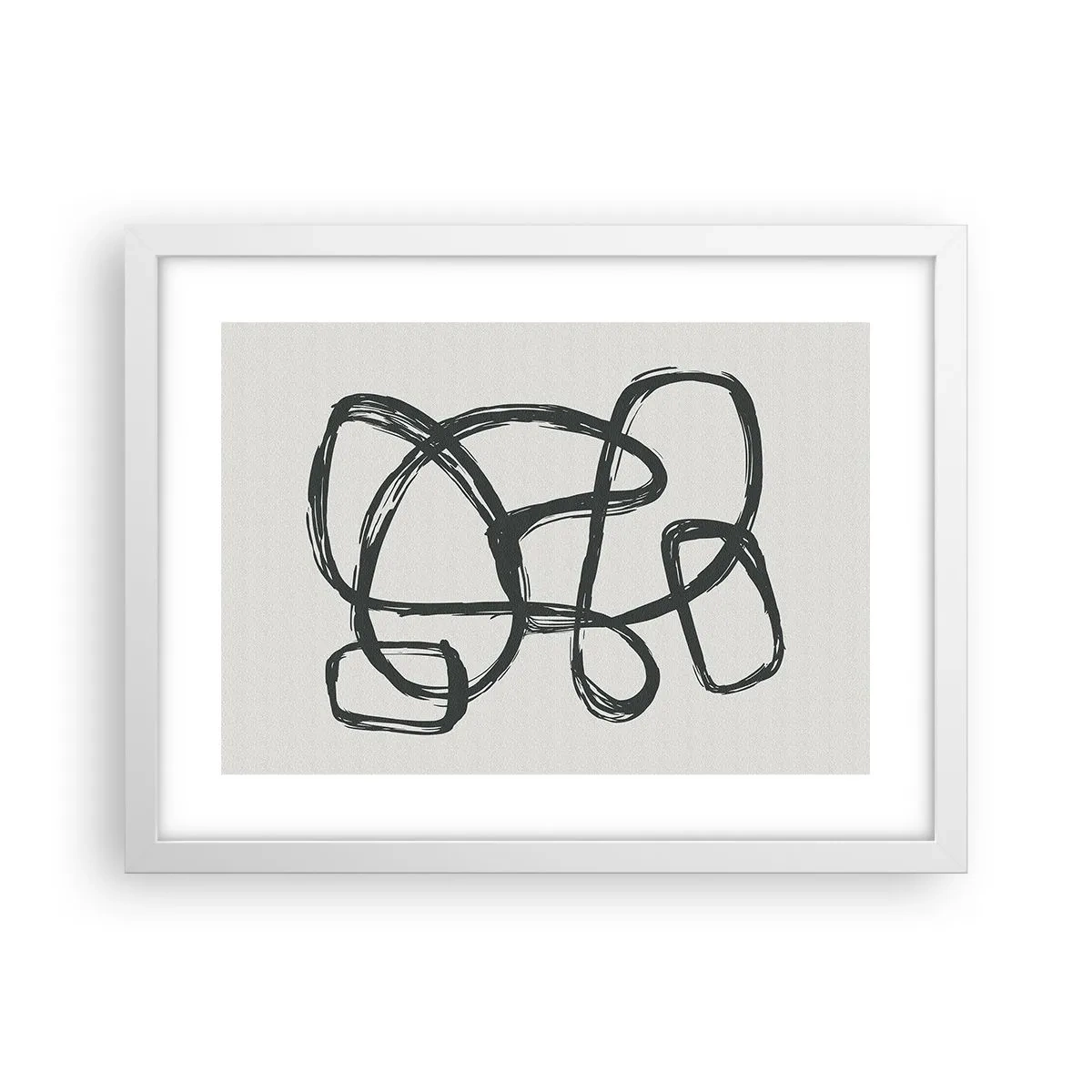 Poster in white frmae - Abstract in Loops - 40x30 cm