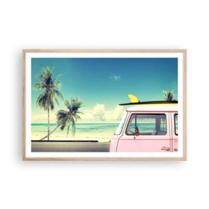 Poster in light oak frame - Holiday Time - 91x61 cm