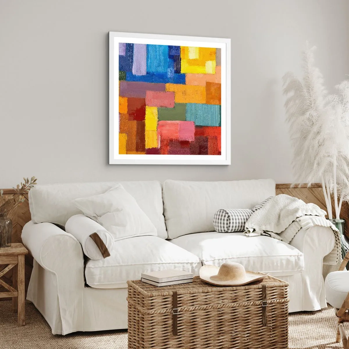 Poster in white frmae - Each Different, All Colourful - 60x60 cm