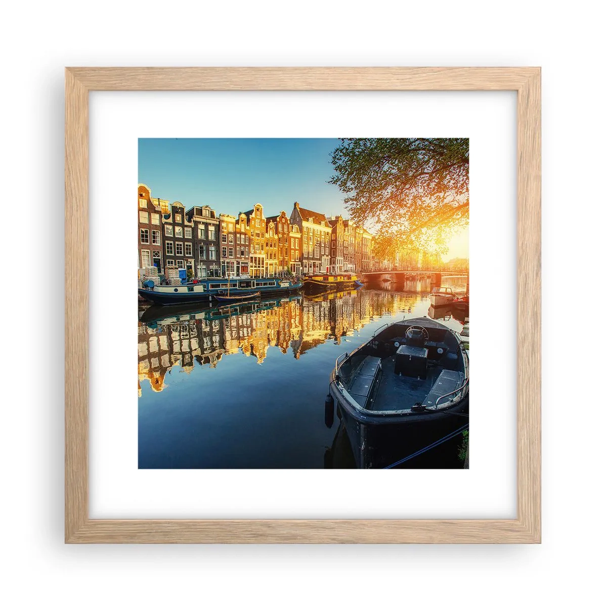 Poster in light oak frame - Morning in Amsterdam - 30x30 cm