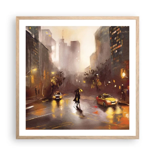 Poster in light oak frame - In New York Lights - 60x60 cm