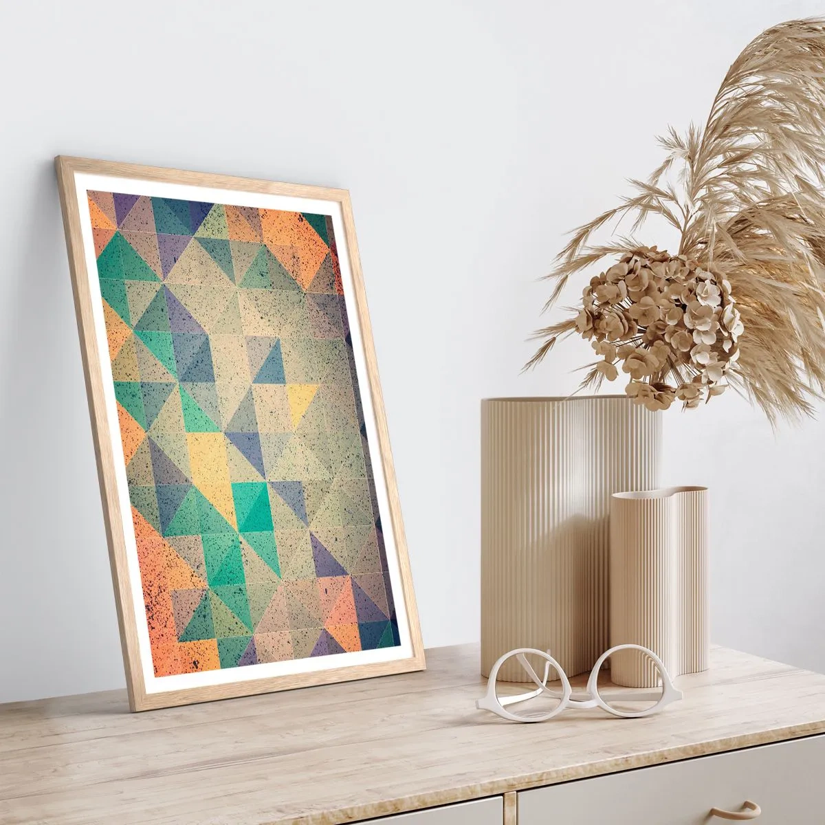 Poster in light oak frame - The Republic of Triangles - 30x40 cm