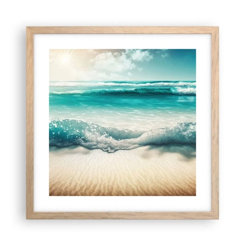 Poster in light oak frame - Calm of the Ocean - 40x40 cm
