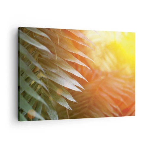 Canvas picture - Palm leaves in the rays of the sunset - 70x50cm - Morning in the Jungle - Modern wall decoration for the living room and bedroom ARTTOR