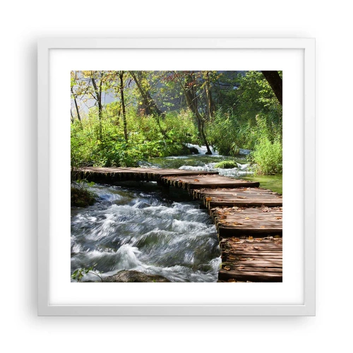 Poster in white frmae - By the Foamy Cascade - 40x40 cm