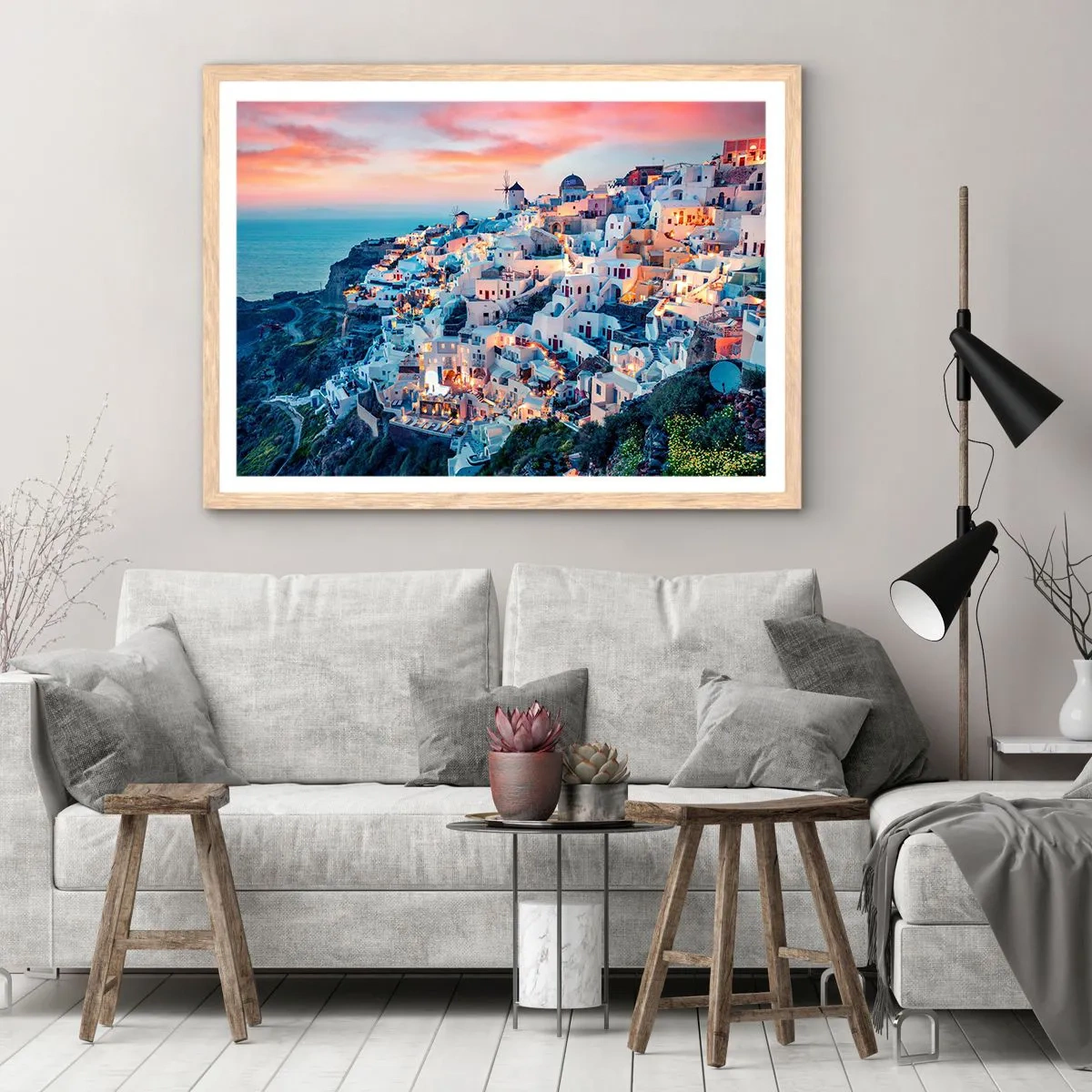 Poster in light oak frame - Your Big Greek Holidays - 91x61 cm