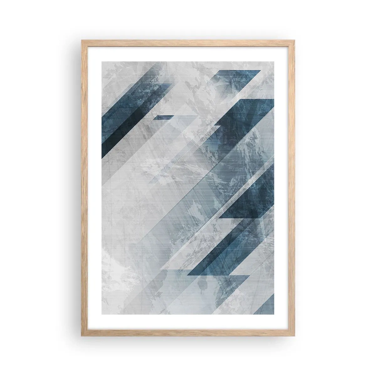 Poster in light oak frame - Spacial Composition - Movement of Greys - 50x70 cm