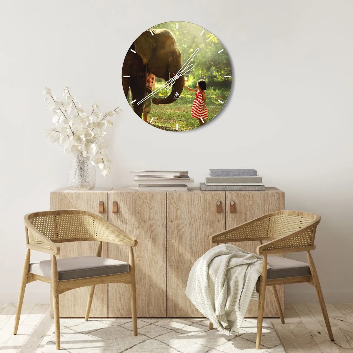 Wall clock - Clock on glass - Power of Friendship - 40x40 cm