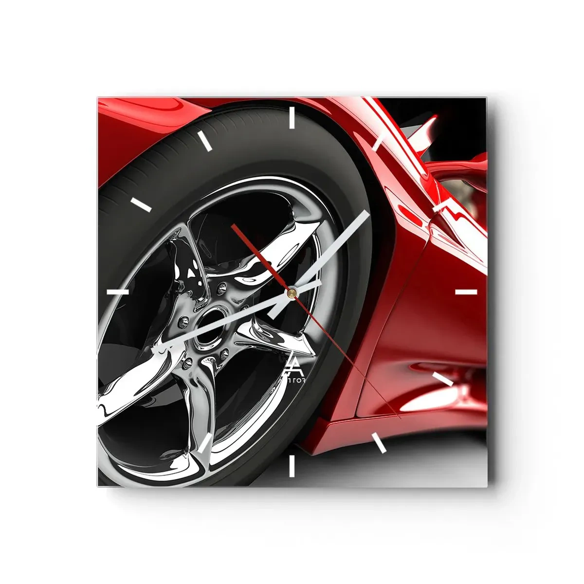 Wall clock - Clock on glass - Born to Be Fast - 30x30 cm