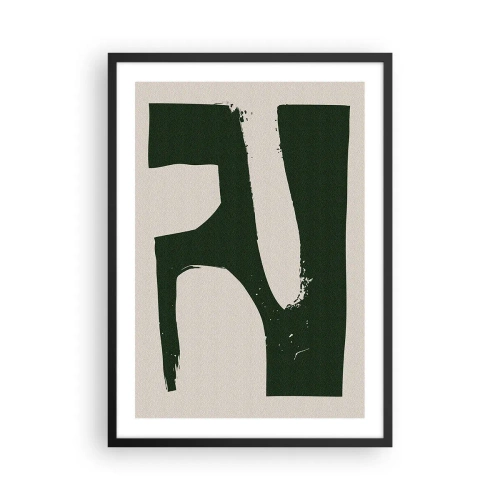Poster in black frame - Minimalist abstraction in green and beige - 50x70cm - Whiteness of the Bay - Modern wall decoration for the living room and bedroom ARTTOR