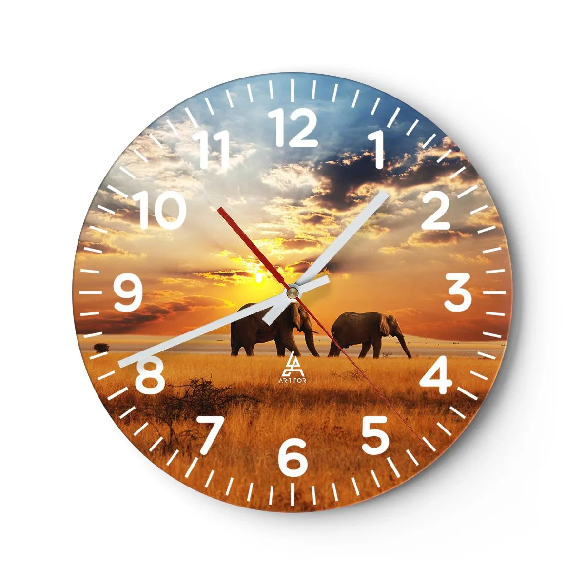 Wall clock - Clock on glass - Family Walk - 40x40 cm