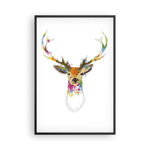 Poster in black frame - Deer Bathed in Colour - 61x91 cm