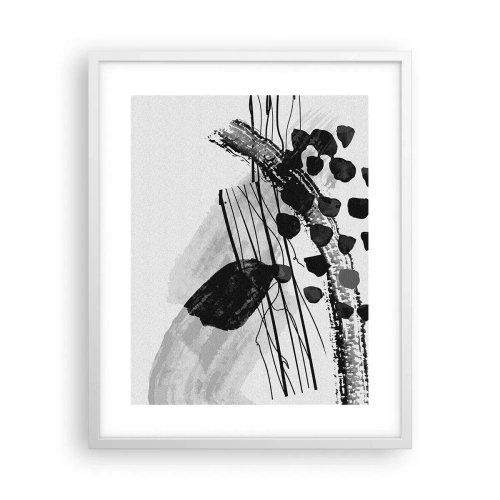 Poster in white frmae - Black and White Organic Abstraction - 40x50 cm