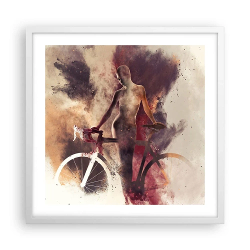 Poster in white frmae - Marble Sculpted Biker's Soul - 50x50 cm