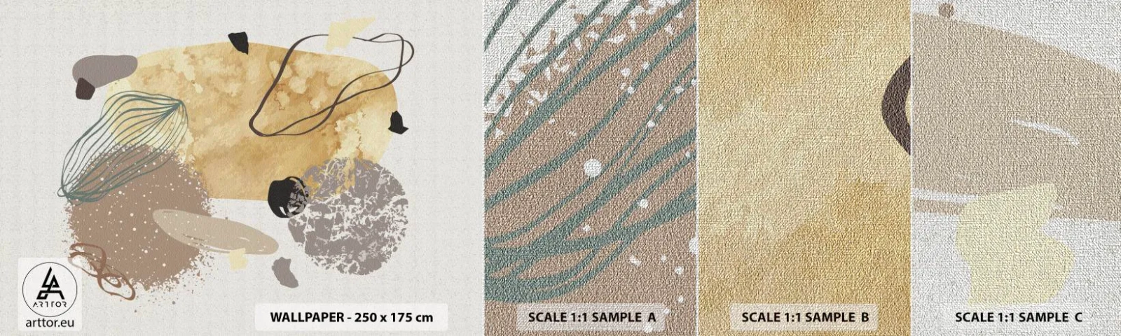 Photo Wallpaper Sample Premium Canvas - Applied Splashing - Abstraction, Piece, Minimalism - 100x30 cm