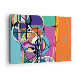 Canvas picture - Colorful abstraction with geometric circles - 70x50cm - Wheels Go Round and Round - Modern wall decoration for the living room and bedroom ARTTOR
