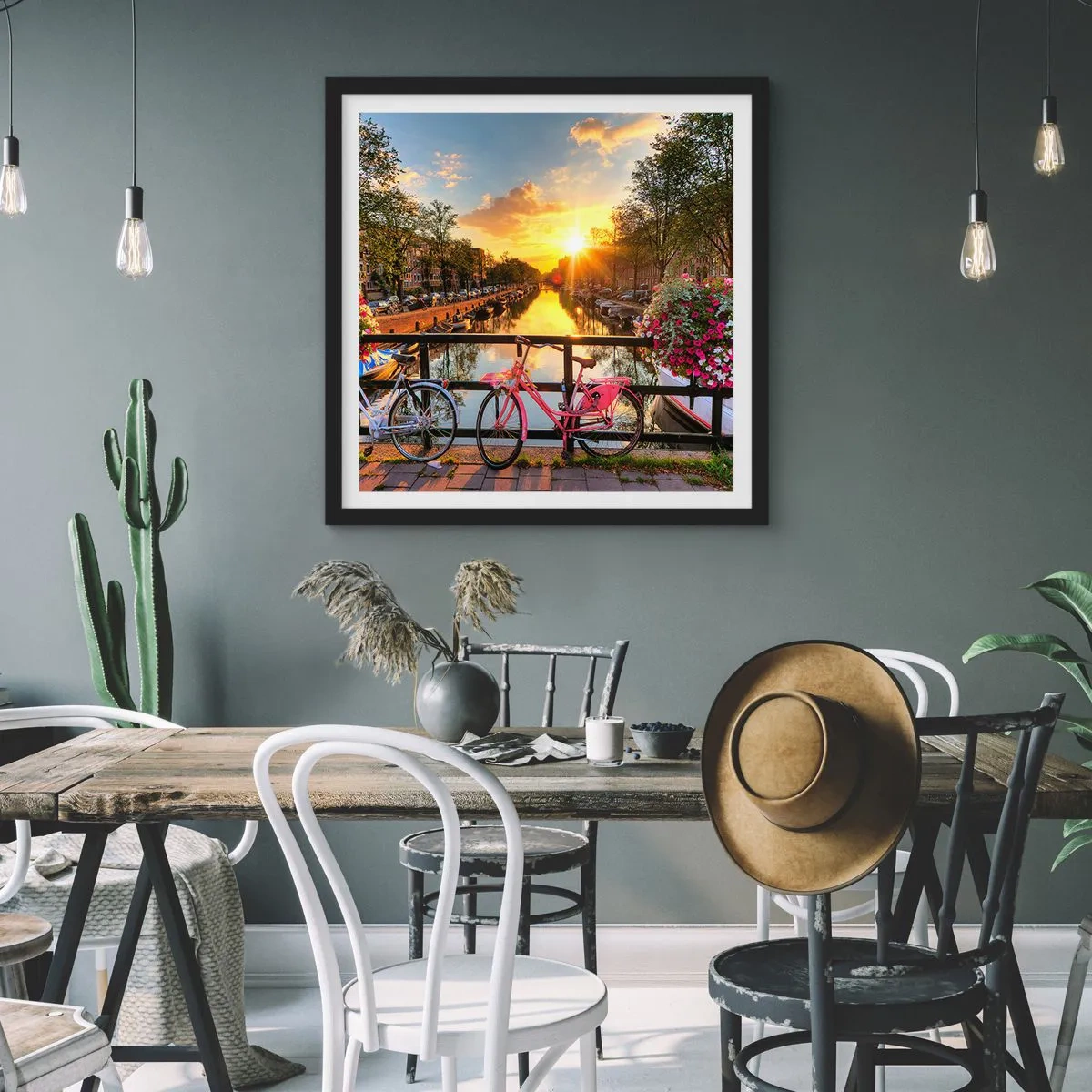 Poster in black frame - Spring Morning in Amsterdam - 60x60 cm