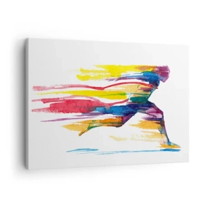 Canvas picture - A runner in abstract colors symbolizing dynamism and energy - 70x50cm - Run across Rainbow - Modern wall decoration for the living room and bedroom ARTTOR