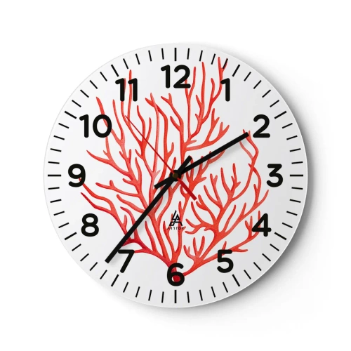 Wall clock - Clock on glass - Coral Filigree - 40x40 cm