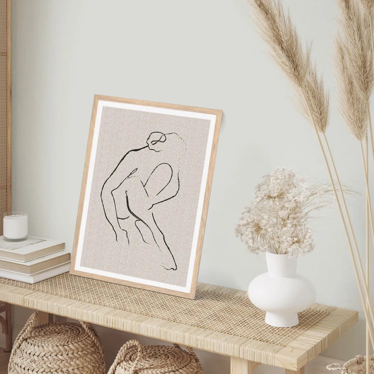 Poster in light oak frame - Intimate Sketch - 40x50 cm