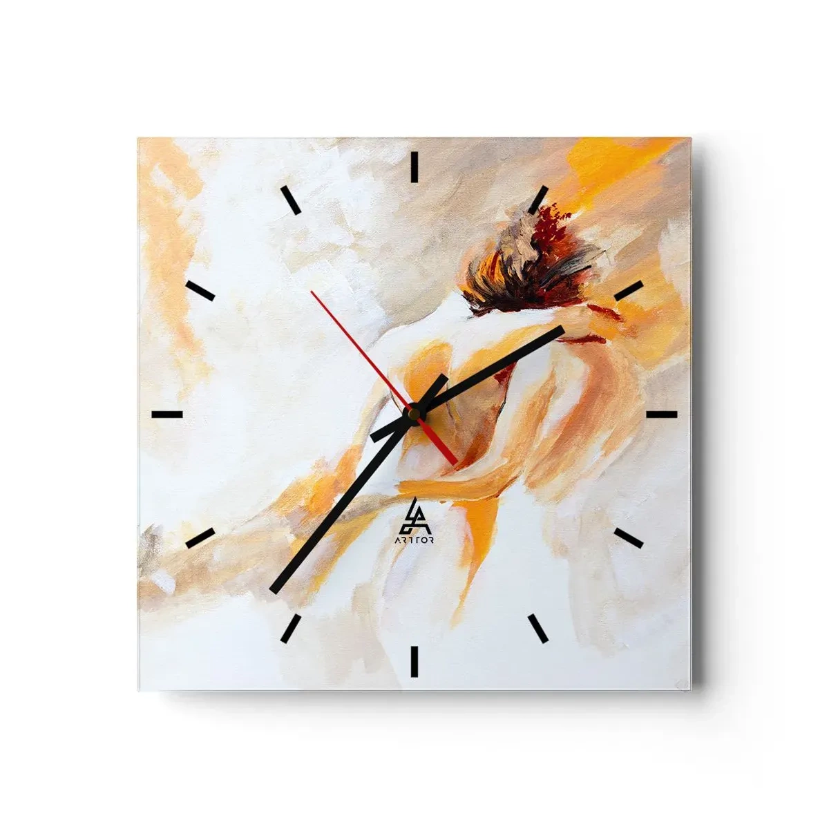 Wall clock - Clock on glass - Heavenly Embrace - 30x30 cm