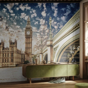 Photo Wallpaper Standard Eco - Clouds over the Thames - City, London, England - 250x175 cm
