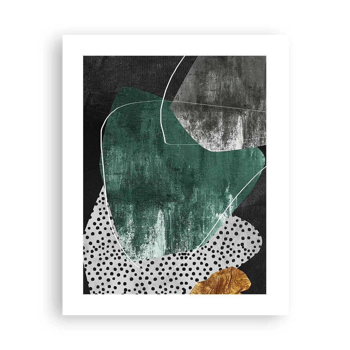 Poster - Colourful Abstract with a Golden Petal - 40x50 cm
