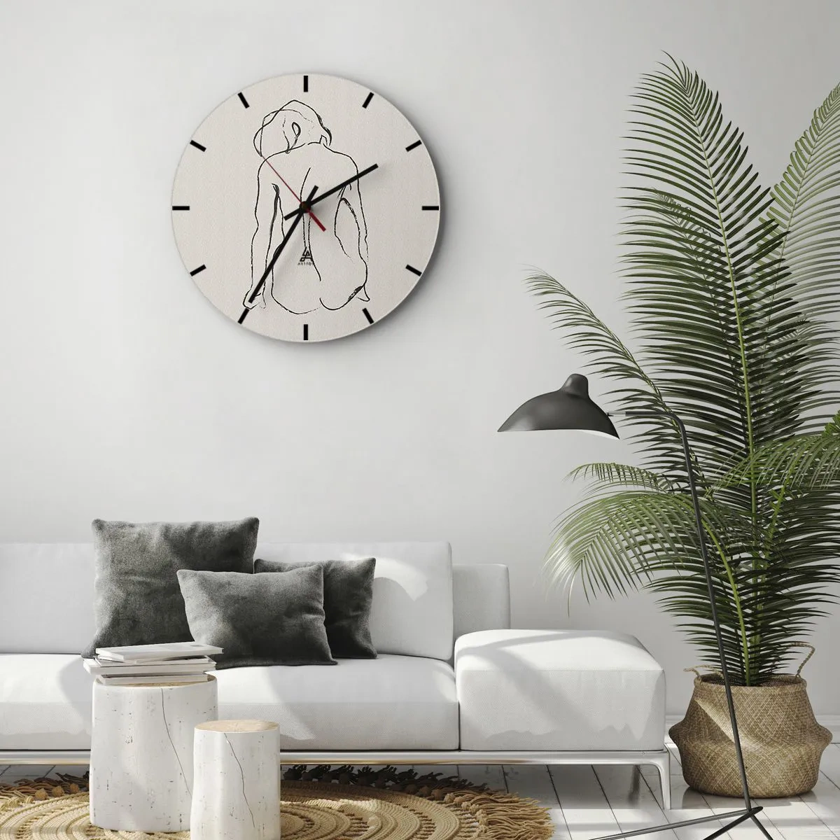 Wall clock - Clock on glass - Woman Nude - 40x40 cm