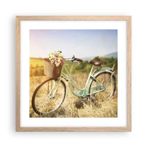 Poster in light oak frame - I will Stay Here for a While - 40x40 cm
