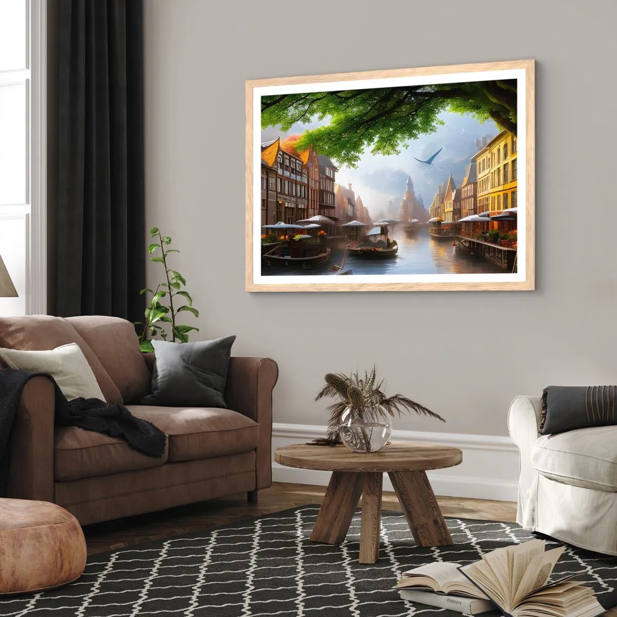 Poster in light oak frame - Dutch Urban Landscape - 100x70 cm