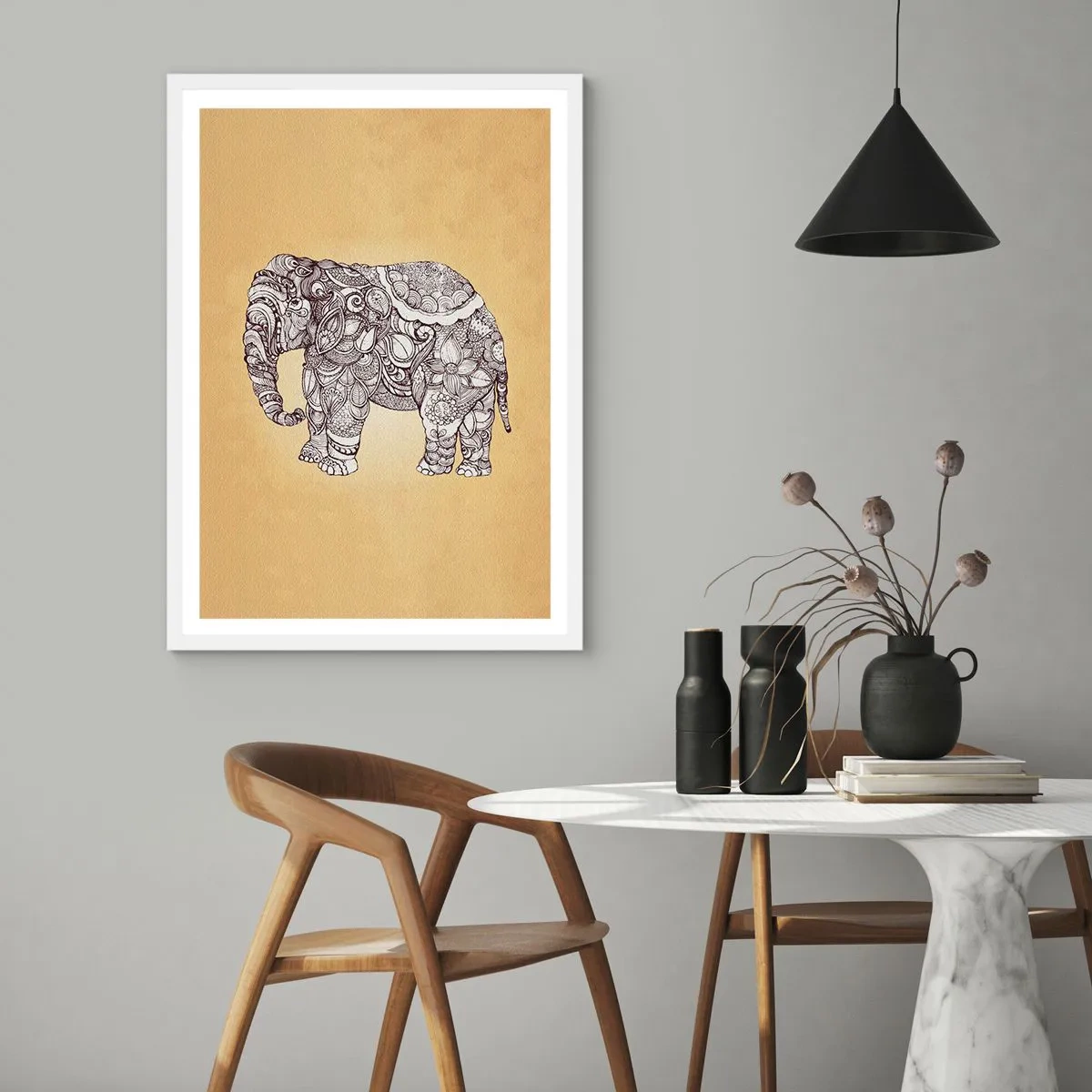 Poster in white frmae - Hidden Elephant - 30x40 cm