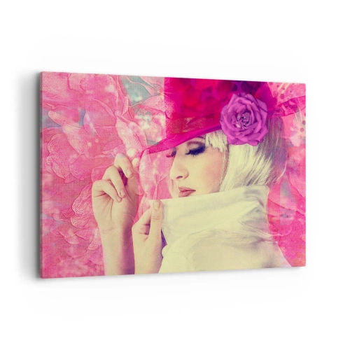 Canvas picture - Retro Portrait in Pink - 120x80 cm