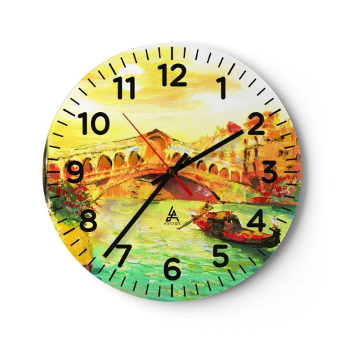 Wall clock - Clock on glass - Pilgrimage of Lovers - 40x40 cm