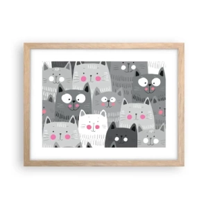 Poster in light oak frame - Cat's World - 40x30 cm