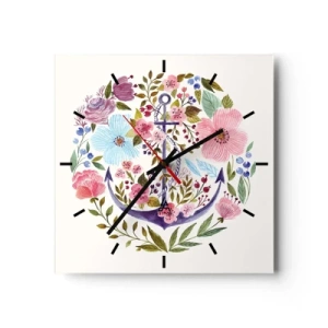 Wall clock - Clock on glass - Good Dream of a Sailor - 40x40 cm
