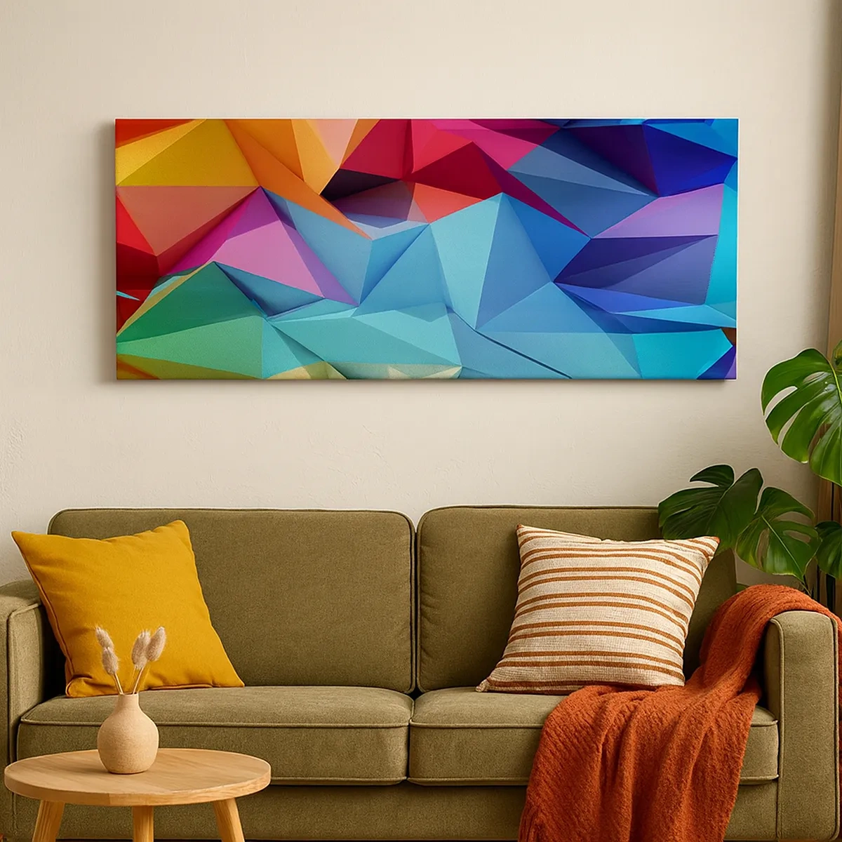 Canvas picture - Rainbow Origami - 30x30 cm