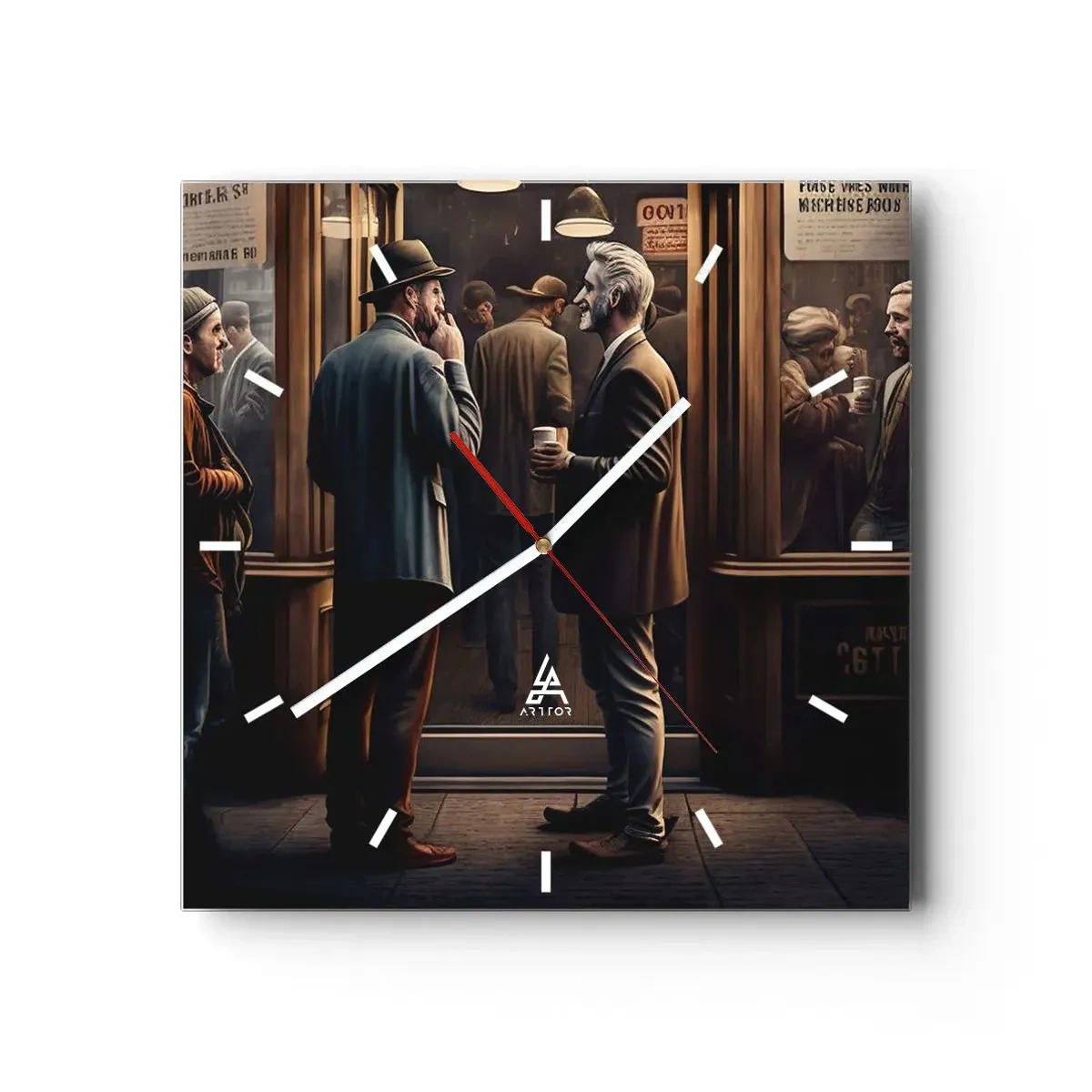 Wall clock - Clock on glass - Good Time of the Day - 30x30 cm