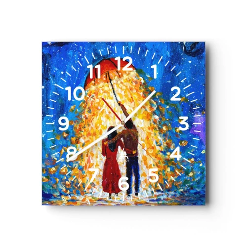 Wall clock - Clock on glass - Magic of a Rainy Evening? - 40x40 cm