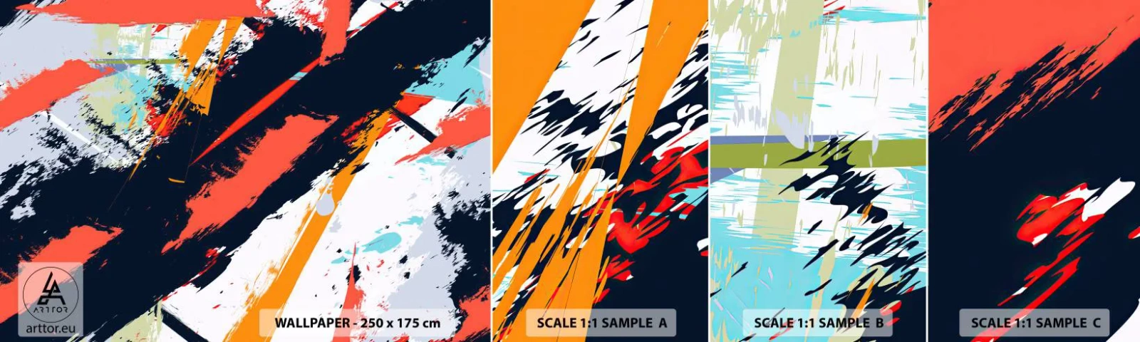 Photo Wallpaper Sample Self-Adhesive Deluxe Sticker - Dynamic Composition - Abstraction, Graffiti, Piece - 100x30 cm