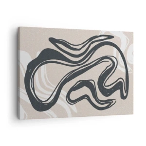 Canvas picture - Abstract lines in dark shades on a beige background - 70x50cm - Multiplied Expression - Modern wall decoration for the living room and bedroom ARTTOR