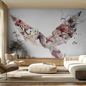 Photo Wallpaper Premium Sand - Sky Wanderer - Birds, Pigeon, Abstraction - 300x210 cm