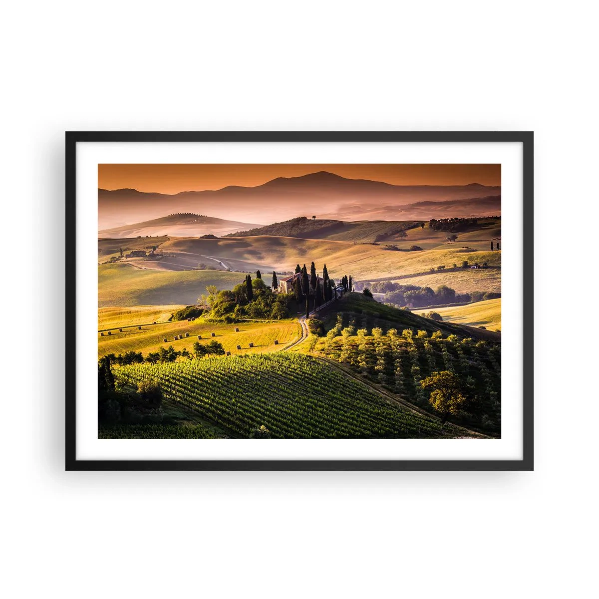 Poster in black frame - Arcadia - Tuscan Landscape - 70x50 cm