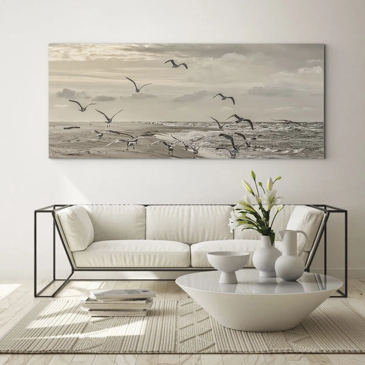 Glass picture - Sound of the Sea, Singing of the Birds - 120x50 cm
