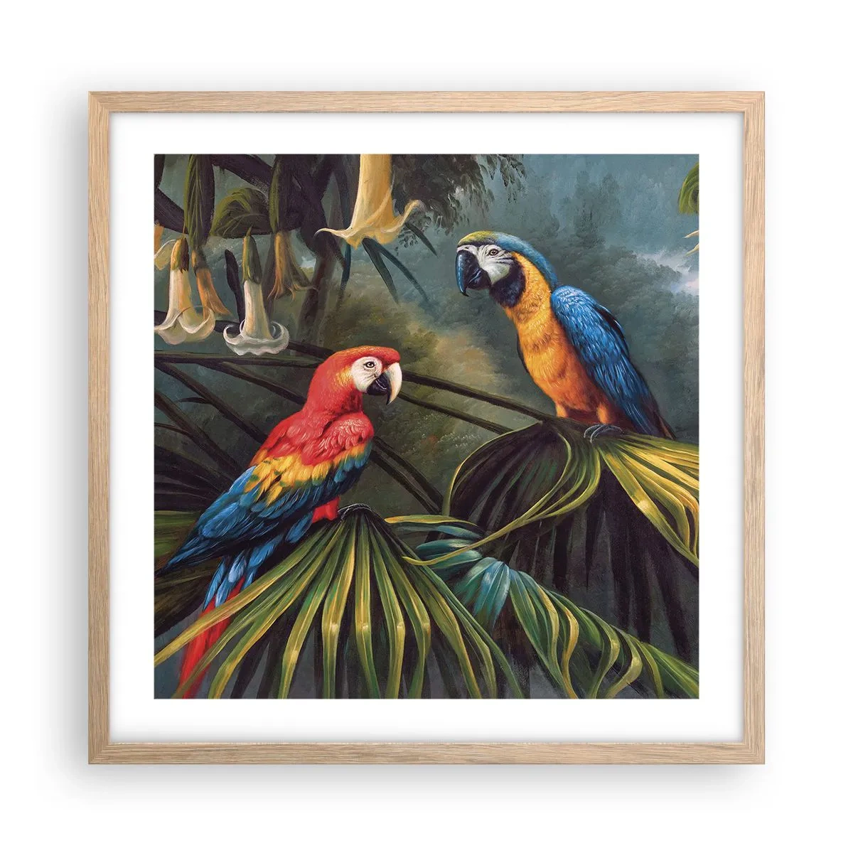 Poster in light oak frame - Romanticism in Tropics - 50x50 cm